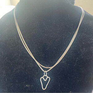 Rustic sterling silver heart necklace